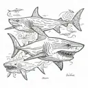 anatomical shark swimming tattoo design idea