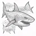 anatomical shark swimming tattoo design idea