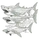 anatomical shark swimming tattoo design idea