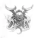 A Warhammer 40k Space Marine battling a Lovecraftian creature tattoo design idea