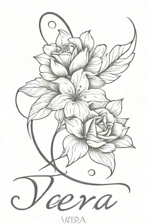 Name "Vera" with the heart tattoo design idea
