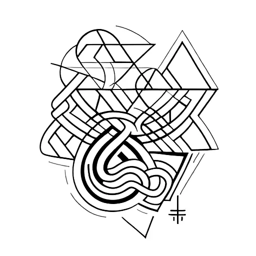 A gym-themed tattoo design featuring geometric shapes and patterns, symbolizing the client's dedication to fitness and the discipline of training tattoo design idea