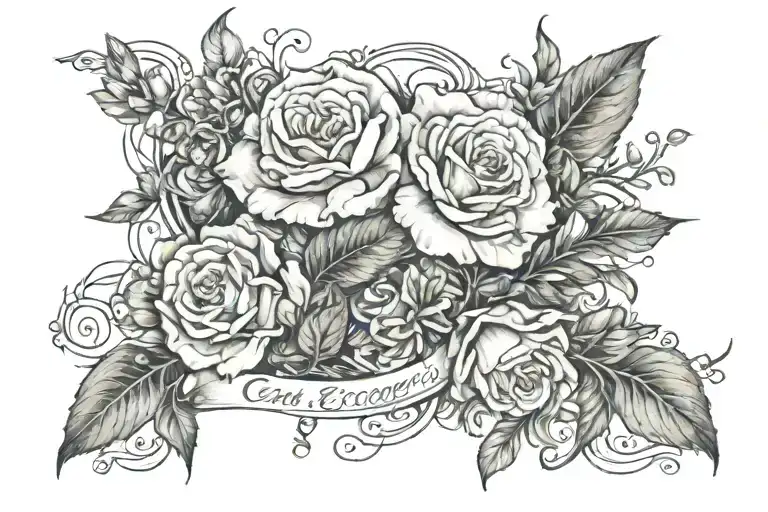 flowers with the words can't escape fate tattoo design idea