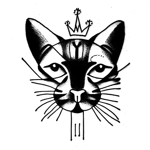 rey de corazones con cabeza de gato tattoo design idea