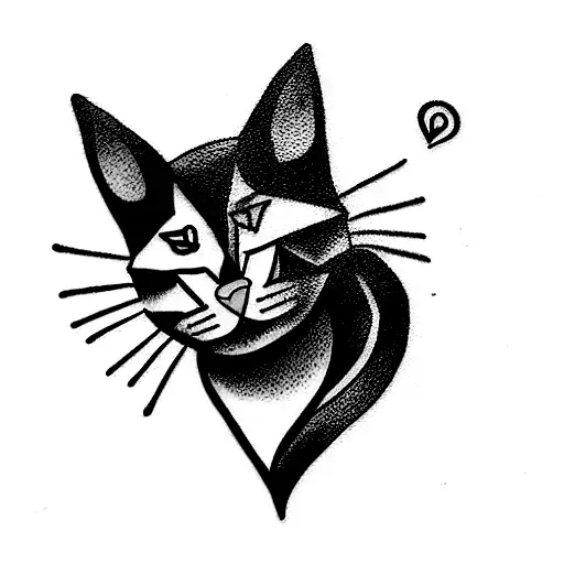 un gato rey de corazones tattoo design idea