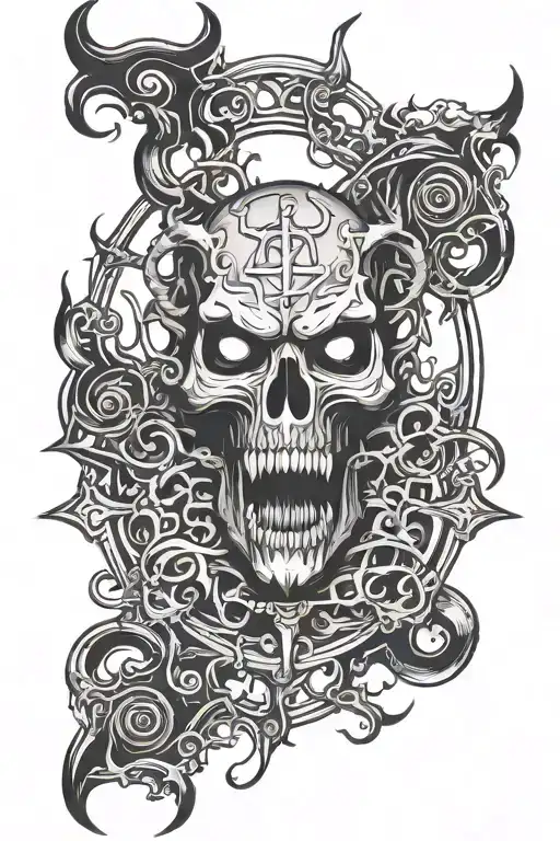 Gothic demon 666 symbols incorporated tattoo design idea