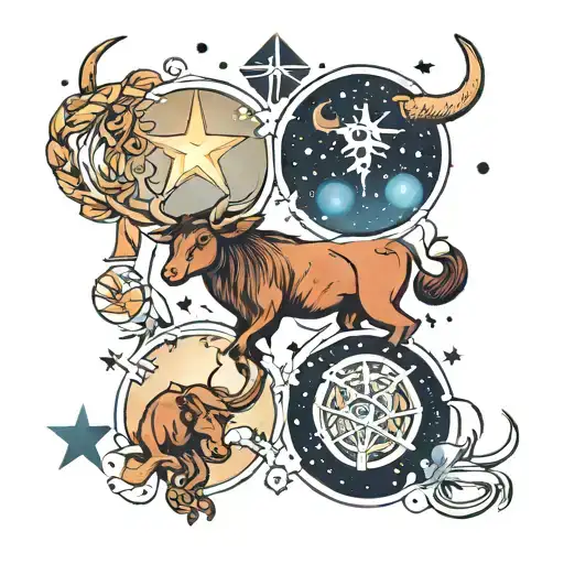 Virgo, Taurus , Sagittarius constellation tattoo design idea