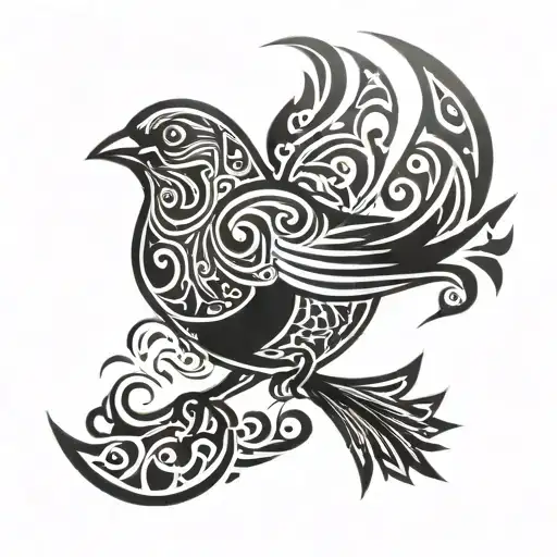 finch bird rising tattoo design idea