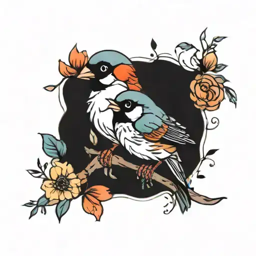 finch birds tattoo design idea