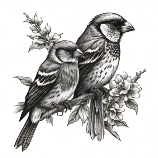 finch birds tattoo design idea
