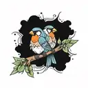 finch birds tattoo design idea