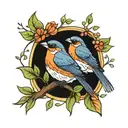finch birds tattoo design idea