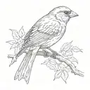finch bird standing side tattoo design idea