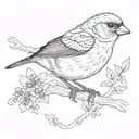 finch bird standing side tattoo design idea