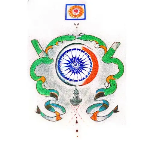 Hindi - Mera Bharat Mahan message with Indian flag tattoo design idea
