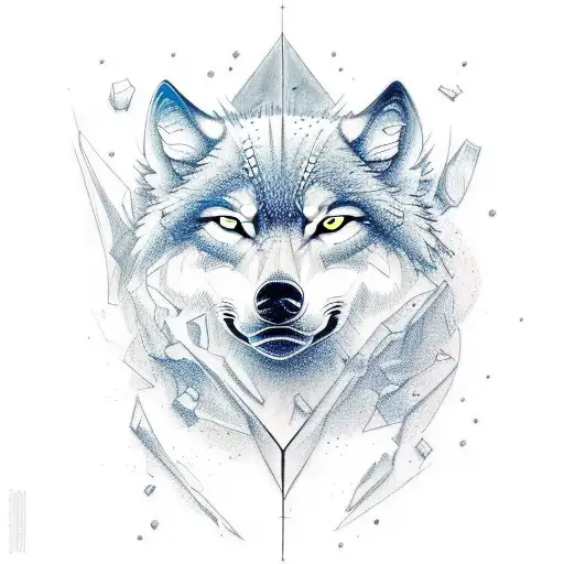 Combine the concepts of ambitions coldness and competition in a tattoo design with wolf or ice tattoo design idea