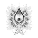 A dotwork design featuring a peacock feather with the Latin phrase 'fortis in animo' delicately woven into the intricate patterns tattoo design idea