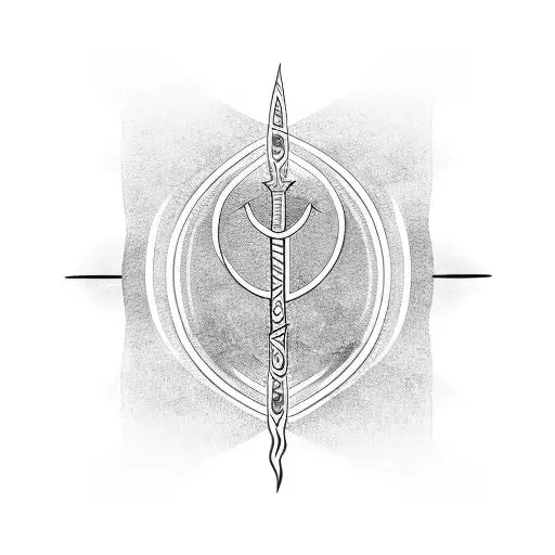 lines trident tattoo design idea