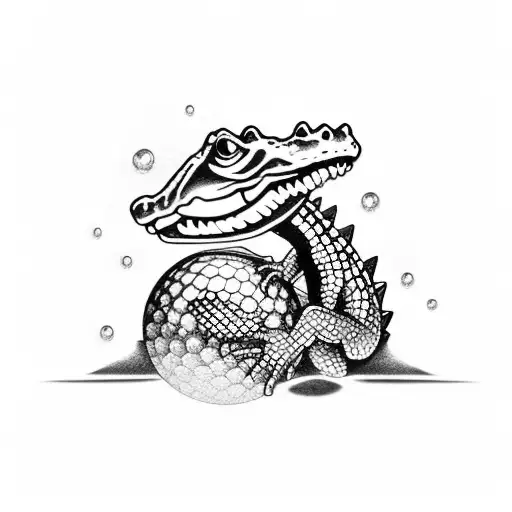 Baby Alligator with Golf Ball tattoo design idea
