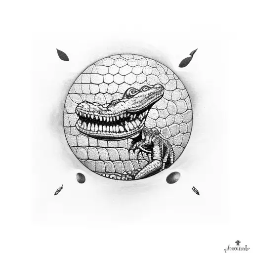 Baby Alligator with Golf Ball tattoo design idea