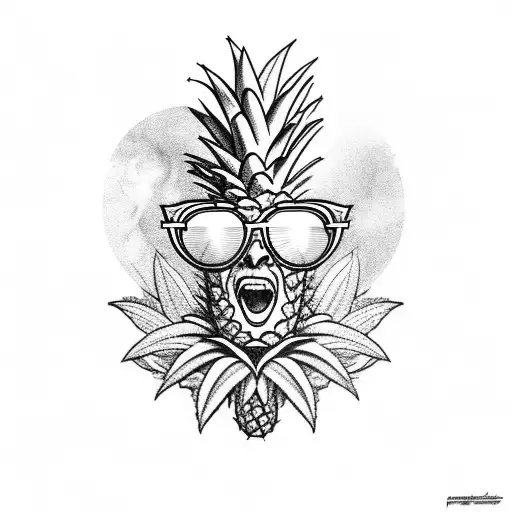 Pineapple with sunglasses smoking a spliff tattoo design idea
