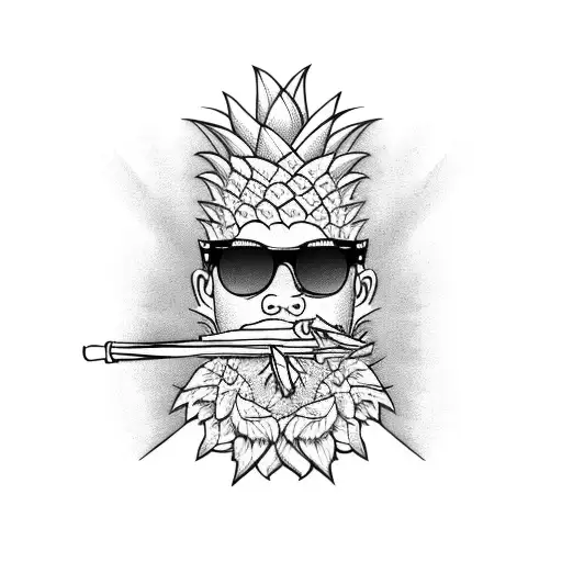 pineapple smoking cigarette wearing sunglasses tattoo design idea