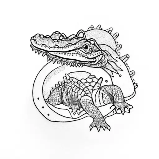 cute alligator tattoo design idea