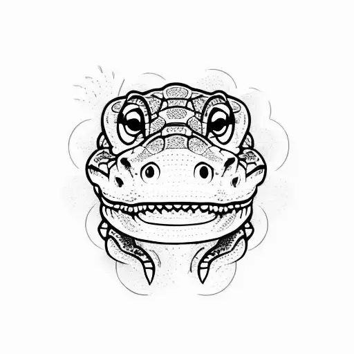 cute alligator tattoo design idea