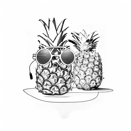 Pineapple wearing sunglasses smoking a joint tattoo design idea