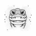 cute alligator looking at golf ball on his nose tattoo design idea