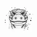 cute alligator looking at golf ball on his nose tattoo design idea
