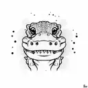 cute alligator looking at golf ball on his nose tattoo design idea