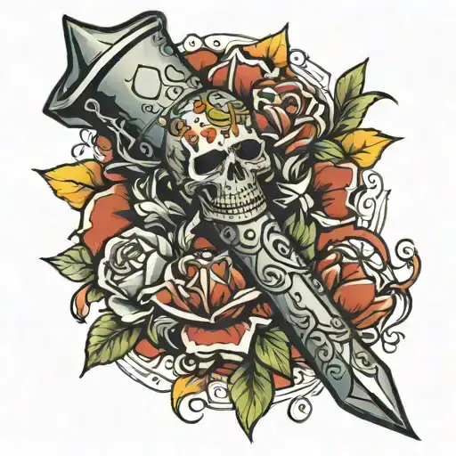 mace weapon wrapped tattoo design idea