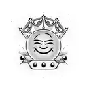 Dripping Smiley Face wearing Crown holding up Shaka sign tattoo design idea
