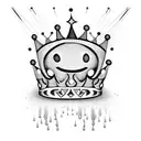 Dripping Smiley Face wearing Crown holding up Shaka sign tattoo design idea