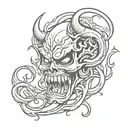 demonic tattoo stencil outline tattoo design idea