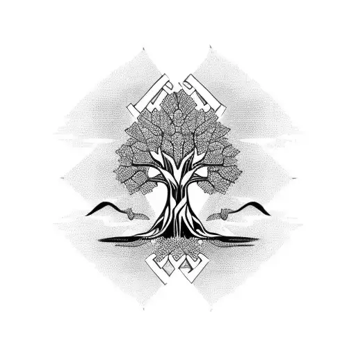 Irish tree tattoo design idea