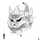 Oni Mask and cherry blossom tattoo design idea
