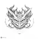 Oni Mask and cherry blossom tattoo design idea
