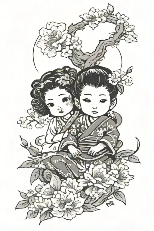 child loss tatto mixed tattoo design idea