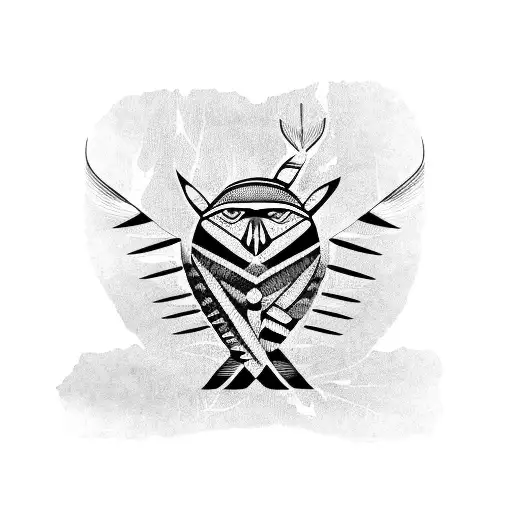 Native American Wren and Linden tree tattoo design idea