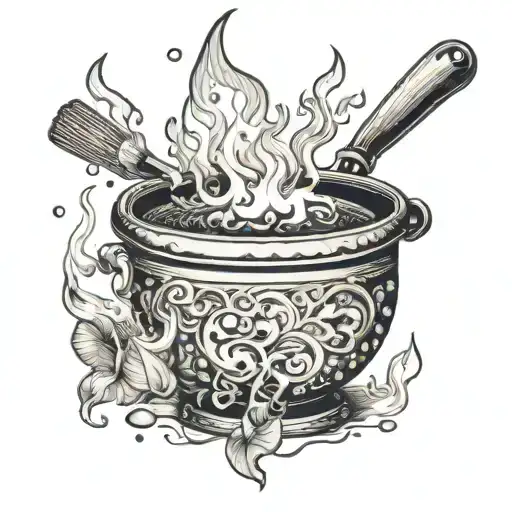 Incorporate flames and a pot in a tattoo symbolizing the passion for cooking tattoo design idea