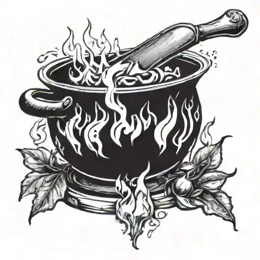 Incorporate flames and a pot in a tattoo symbolizing the passion for cooking tattoo design idea