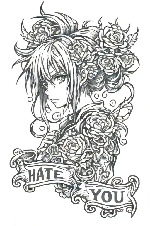 hate you tattoo design idea