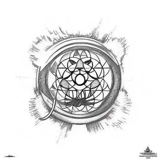 A sketch style tattoo of the iconic Dharma Initiative station 'The Swan' with the numbers 4 8 15 16 23 42 prominently displayed tattoo design idea