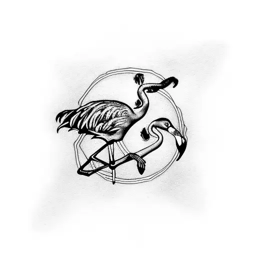 number 7 and flamingo  tattoo design idea