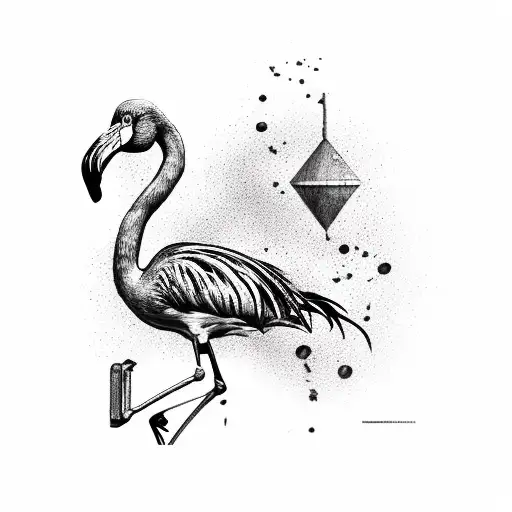number 7 and flamingo  tattoo design idea