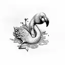 number 7 and flamingo  tattoo design idea