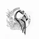 flamingo with 7 tattoo design idea