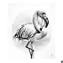 number 7 and flamingo  tattoo design idea